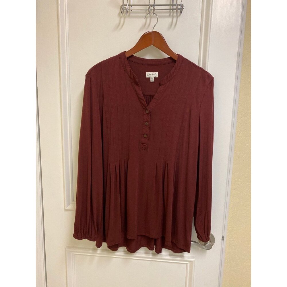 Waverly Burgandy Blouse Size XL Petite